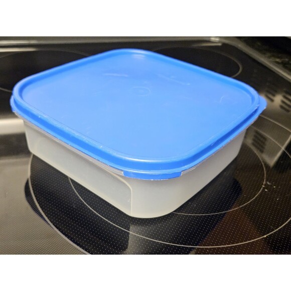 Vintage Tupperware Modular Mates Sheer With Blue Lid 1619-4 & 1623-4 - Picture 2 of 12